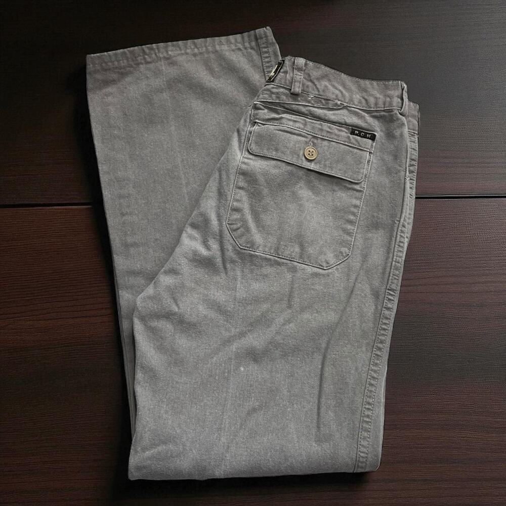 Vintage P.C.H. Twill Pants Gray Beige 100% Cotton Hong Kong Craft Dyed 70s/80s